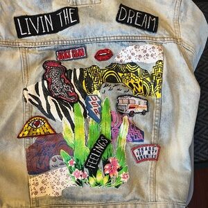 Forever 21 Multicolor Graphic Jean Jacket